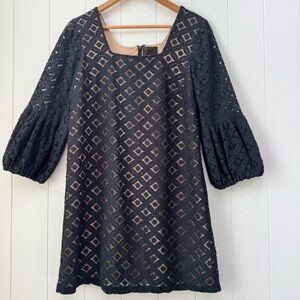 ANNA SUI x Anthropologie Corby Square Neck Balloon Sleeve Lace Shift Dress 6